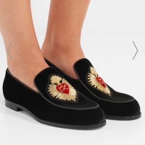 NWOT NEVER WORN LOUBOUTIN BLACK VELVET LOAFERS